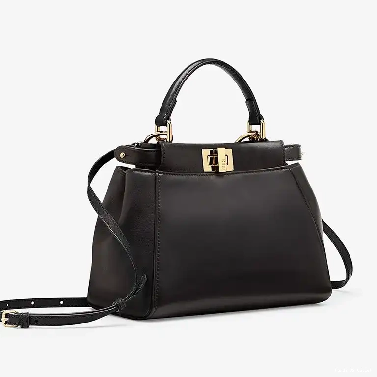 Cheap HOT Handbag In Mini Black Leather Fendi Nappa Peekaboo Iconic 0505
